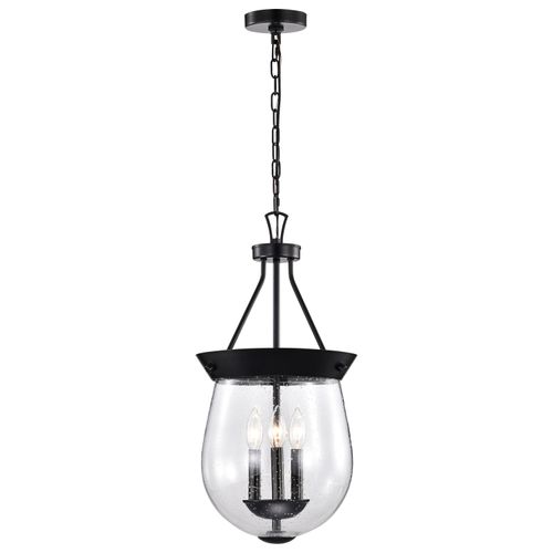 Main product image of Boliver 3 Light Pendant 11 Inches Matte Black Finish Clear Seeded Glass
