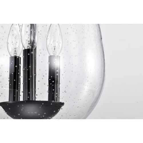 Main product image of Boliver 3 Light Pendant 11 Inches Matte Black Finish Clear Seeded Glass