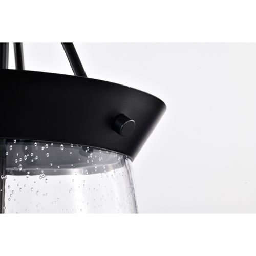 Main product image of Boliver 3 Light Pendant 11 Inches Matte Black Finish Clear Seeded Glass