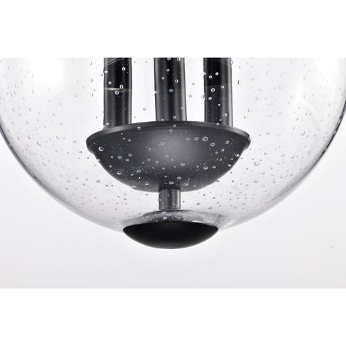 Main product image of Boliver 3 Light Pendant 11 Inches Matte Black Finish Clear Seeded Glass