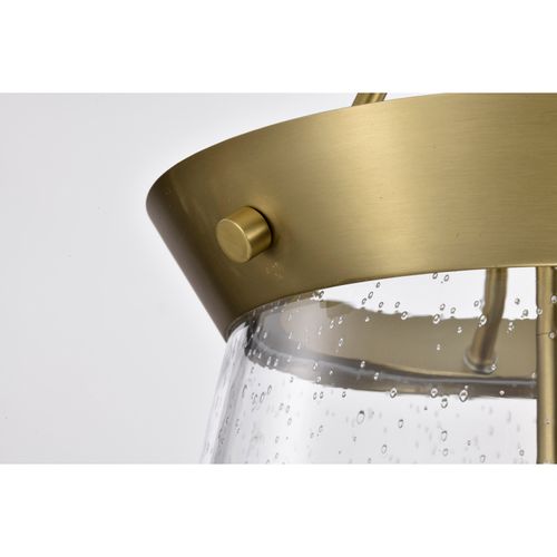 Main product image of Boliver 3 Light Pendant 11 Inches Vintage Brass Finish Clear Seeded Glass