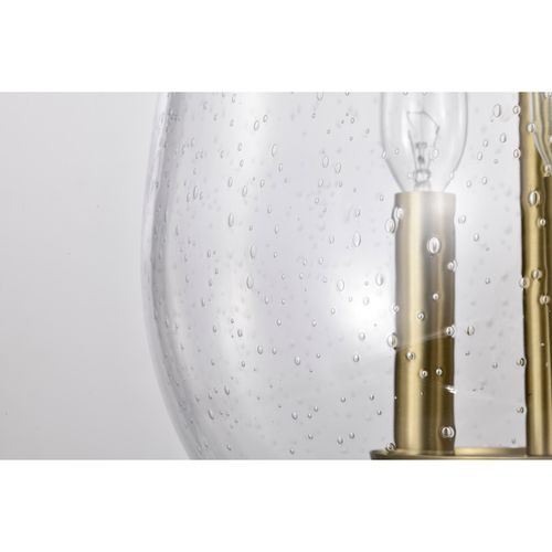 Main product image of Boliver 3 Light Pendant 11 Inches Vintage Brass Finish Clear Seeded Glass