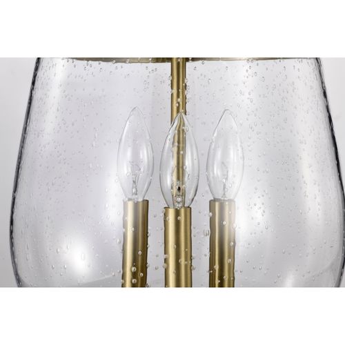 Main product image of Boliver 3 Light Pendant 11 Inches Vintage Brass Finish Clear Seeded Glass