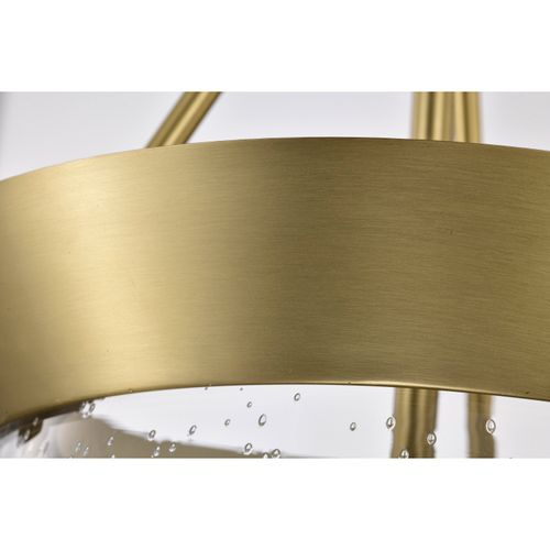 Main product image of Boliver 3 Light Pendant 11 Inches Vintage Brass Finish Clear Seeded Glass