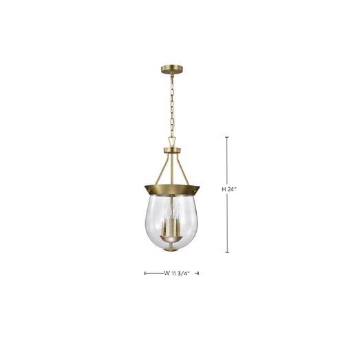 Main product image of Boliver 3 Light Pendant 11 Inches Vintage Brass Finish Clear Seeded Glass