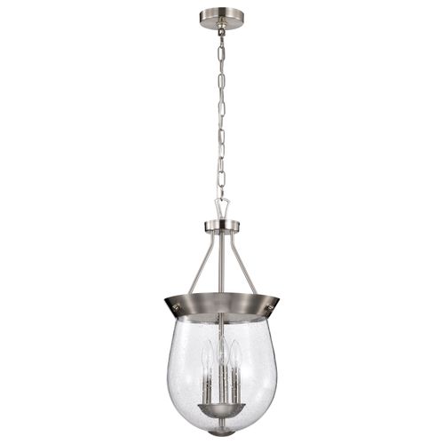 Main product image of Boliver 3 Light Pendant 11 Inches Brushed Nickel Finish Clear Seeded Glass