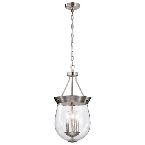 Main product image of Boliver 3 Light Pendant 11 Inches Brushed Nickel Finish Clear Seeded Glass