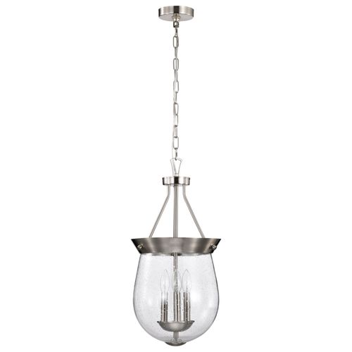 Main product image of Boliver 3 Light Pendant 11 Inches Brushed Nickel Finish Clear Seeded Glass