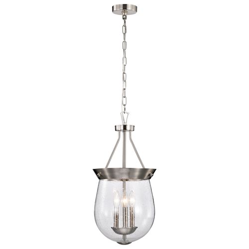Main product image of Boliver 3 Light Pendant 11 Inches Brushed Nickel Finish Clear Seeded Glass