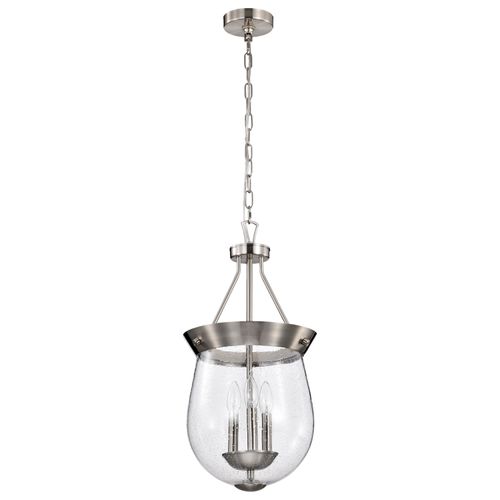 Main product image of Boliver 3 Light Pendant 11 Inches Brushed Nickel Finish Clear Seeded Glass
