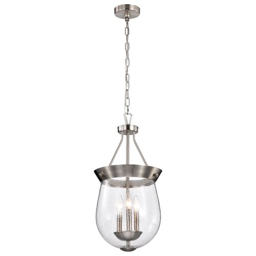 Main product image of Boliver 3 Light Pendant 11 Inches Brushed Nickel Finish Clear Seeded Glass