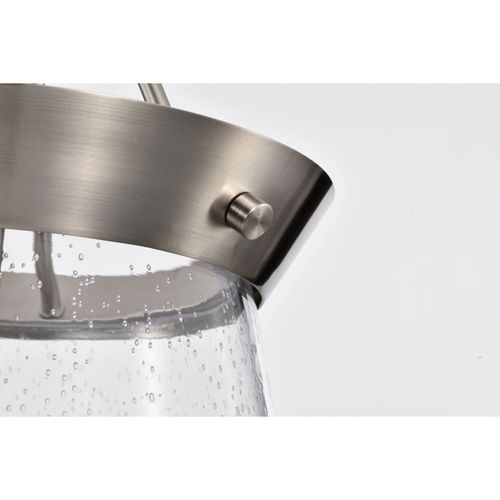 Main product image of Boliver 3 Light Pendant 11 Inches Brushed Nickel Finish Clear Seeded Glass
