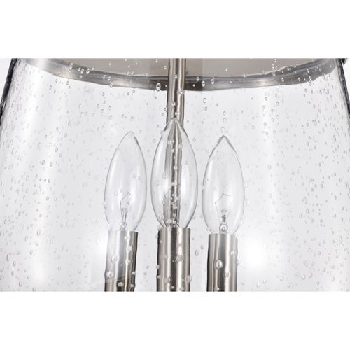 Main product image of Boliver 3 Light Pendant 11 Inches Brushed Nickel Finish Clear Seeded Glass