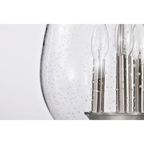 Main product image of Boliver 3 Light Pendant 11 Inches Brushed Nickel Finish Clear Seeded Glass