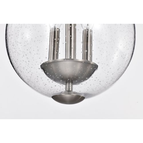 Main product image of Boliver 3 Light Pendant 11 Inches Brushed Nickel Finish Clear Seeded Glass