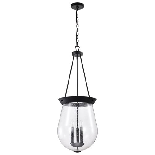 Main product image of Boliver 3 Light Pendant 14 Inches Matte Black Finish Clear Seeded Glass