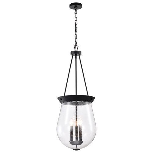 Main product image of Boliver 3 Light Pendant 14 Inches Matte Black Finish Clear Seeded Glass