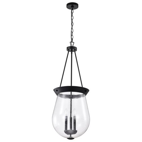 Main product image of Boliver 3 Light Pendant 14 Inches Matte Black Finish Clear Seeded Glass