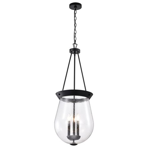 Main product image of Boliver 3 Light Pendant 14 Inches Matte Black Finish Clear Seeded Glass