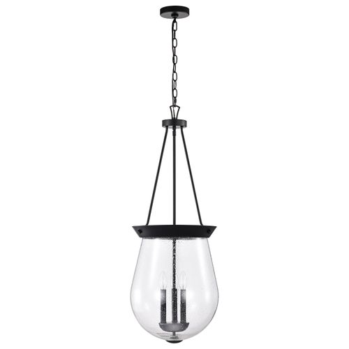 Main product image of Boliver 3 Light Pendant 14 Inches Matte Black Finish Clear Seeded Glass