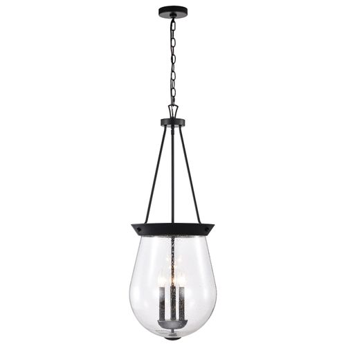 Main product image of Boliver 3 Light Pendant 14 Inches Matte Black Finish Clear Seeded Glass
