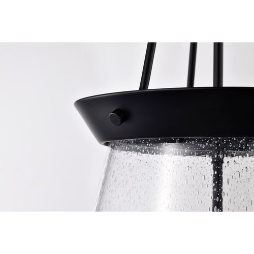 Main product image of Boliver 3 Light Pendant 14 Inches Matte Black Finish Clear Seeded Glass