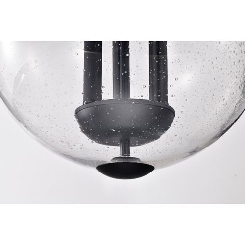 Main product image of Boliver 3 Light Pendant 14 Inches Matte Black Finish Clear Seeded Glass
