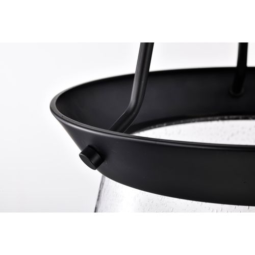 Main product image of Boliver 3 Light Pendant 14 Inches Matte Black Finish Clear Seeded Glass
