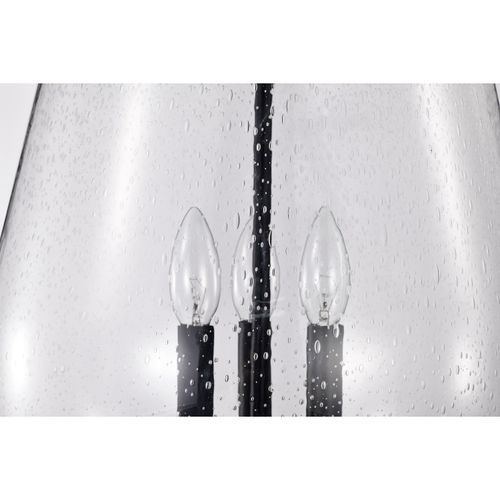 Main product image of Boliver 3 Light Pendant 14 Inches Matte Black Finish Clear Seeded Glass