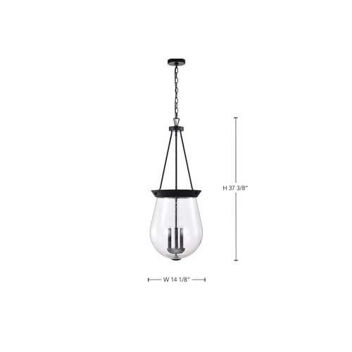 Main product image of Boliver 3 Light Pendant 14 Inches Matte Black Finish Clear Seeded Glass