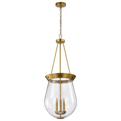 Main product image of Boliver 3 Light Pendant 14 Inches Vintage Brass Finish Clear Seeded Glass