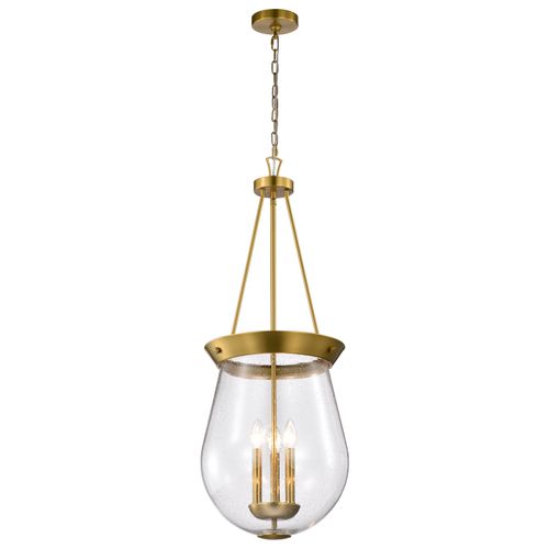 Main product image of Boliver 3 Light Pendant 14 Inches Vintage Brass Finish Clear Seeded Glass