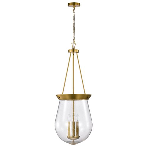 Main product image of Boliver 3 Light Pendant 14 Inches Vintage Brass Finish Clear Seeded Glass