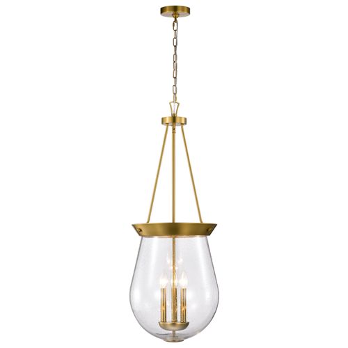 Main product image of Boliver 3 Light Pendant 14 Inches Vintage Brass Finish Clear Seeded Glass