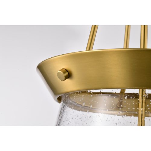 Main product image of Boliver 3 Light Pendant 14 Inches Vintage Brass Finish Clear Seeded Glass