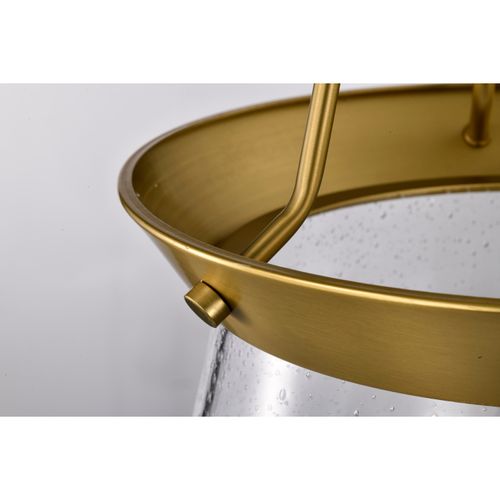 Main product image of Boliver 3 Light Pendant 14 Inches Vintage Brass Finish Clear Seeded Glass