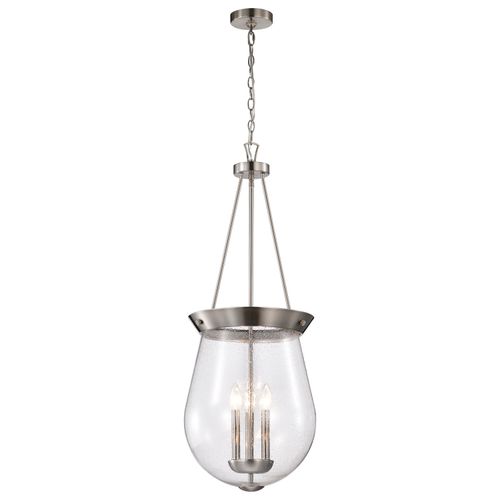 Main product image of Boliver 3 Light Pendant 14 Inches Brushed Nickel Finish Clear Seeded Glass