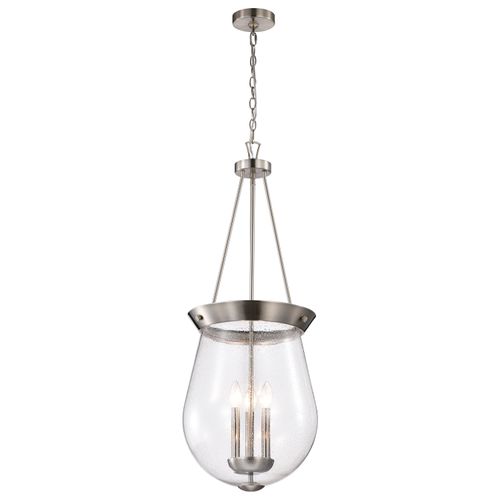 Main product image of Boliver 3 Light Pendant 14 Inches Brushed Nickel Finish Clear Seeded Glass