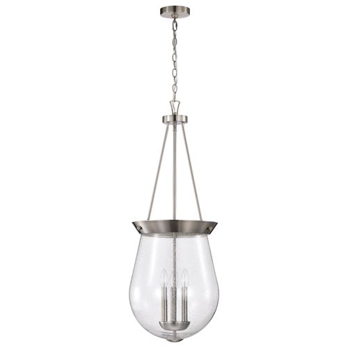 Main product image of Boliver 3 Light Pendant 14 Inches Brushed Nickel Finish Clear Seeded Glass