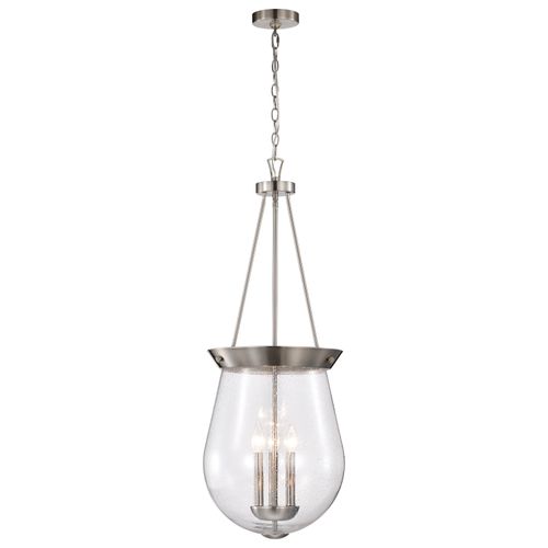 Main product image of Boliver 3 Light Pendant 14 Inches Brushed Nickel Finish Clear Seeded Glass
