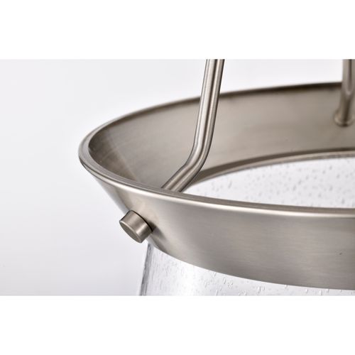 Main product image of Boliver 3 Light Pendant 14 Inches Brushed Nickel Finish Clear Seeded Glass