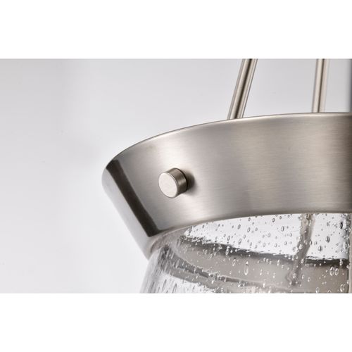 Main product image of Boliver 3 Light Pendant 14 Inches Brushed Nickel Finish Clear Seeded Glass