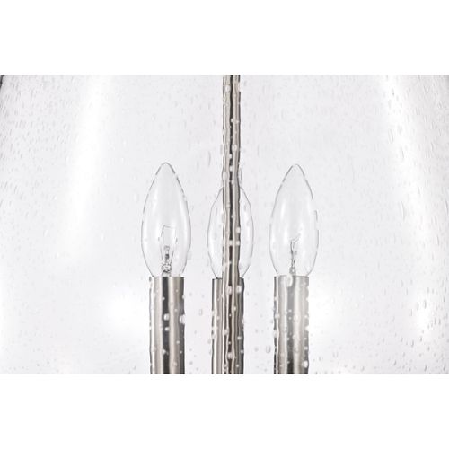 Main product image of Boliver 3 Light Pendant 14 Inches Brushed Nickel Finish Clear Seeded Glass