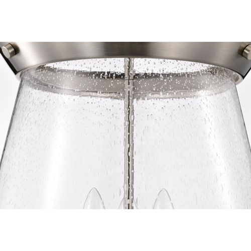 Main product image of Boliver 3 Light Pendant 14 Inches Brushed Nickel Finish Clear Seeded Glass
