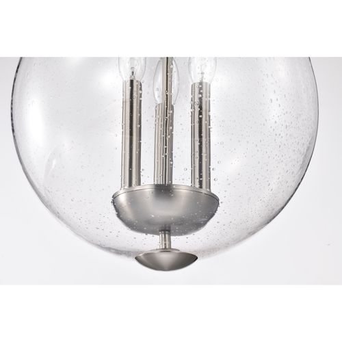 Main product image of Boliver 3 Light Pendant 14 Inches Brushed Nickel Finish Clear Seeded Glass