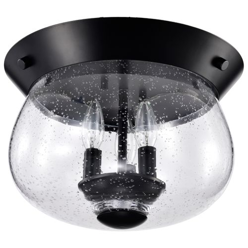 Main product image of Boliver 3 Light Flush Mount Matte Black Finish Clear Seeded Glass