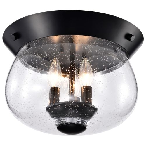 Main product image of Boliver 3 Light Flush Mount Matte Black Finish Clear Seeded Glass