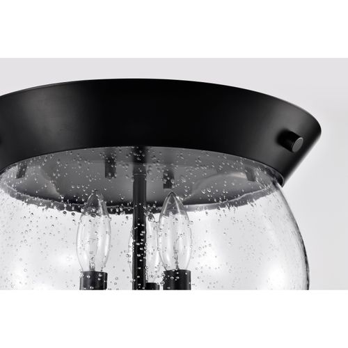 Main product image of Boliver 3 Light Flush Mount Matte Black Finish Clear Seeded Glass