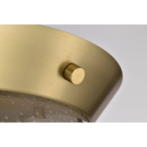 Main product image of Boliver 3 Light Flush Mount Vintage Brass Finish Clear Seeded Glass