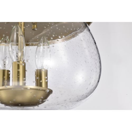 Main product image of Boliver 3 Light Flush Mount Vintage Brass Finish Clear Seeded Glass